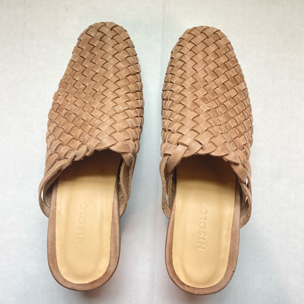 Nisolo All-Day Woven Heeled Mule In Almond - Picture 9 of 12